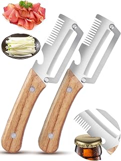 Multifunktionaler Gemüseschäler 2-in-1 Sparschäler aus Edelstahl mit Holzgriff & Flaschenöffn…