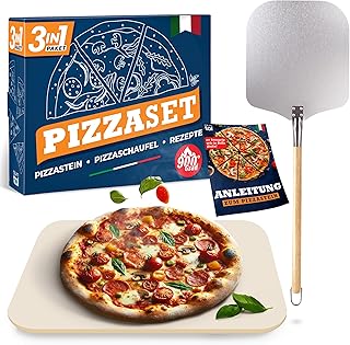 Blumtal Pizzastein Gasgrill & Pizzasschieber – Pizza Schamottstein für Backofen, Grill Steinofen…