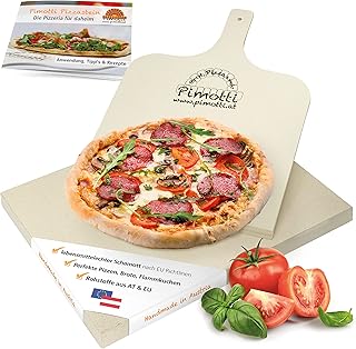 PIMOTTI Pizzastein 3cm Pizza-Stein für Backofen Brotbackstein aus echtem Schamott Pizzastein eck…