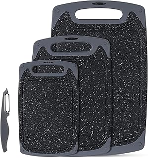 ROTTOGOON Schneidebrett Kunststoff Set mit Saftrille für Küche, Schwarz | BPA-freie Kunststoff-…