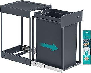 SONGMICS Mülleimer Küche, ausziehbar, Stahlrahmen, ABS-Deckel | Für Unterschrank, 1 x 20 L, Ab…