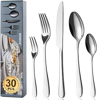 BEWOS Besteck Set für 6 Personen-30 teilig Essbesteck Set inkl. Messer, Gabel, Löffel, Besteck …