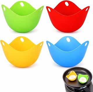 4 Pcs Pochierte Eier form Silikon für Heißluftfritteuse, Eier Pochierer Mikrowelle und Herd Ant…