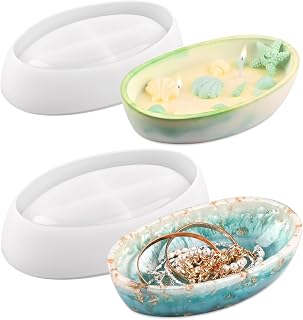 2 Stück ovale silikonform, kerzenschüssel silikonform, Resin Silikonformen Gießformen für Epo…