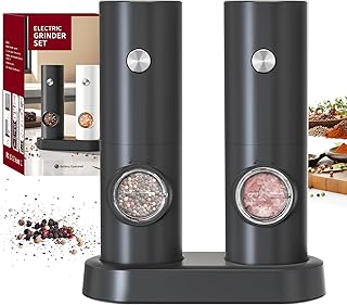 CIRCLE JOY Salz und Pfeffermühlen Elektrische 2er Set Batteriebetriebenen Gewürzmühle mit Basi…