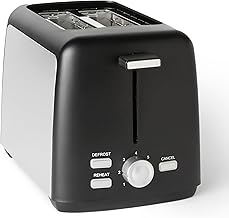 Amazon Basics 2-Scheiben Toaster mit 7 Bräunungsstufen, Extra Breite Schlitze, Brötchenaufsatz,…